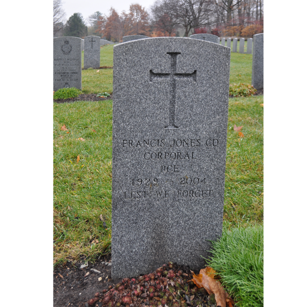 Gravestone Cpl Francis Archibald "Corkey" Jones (Ret'd)