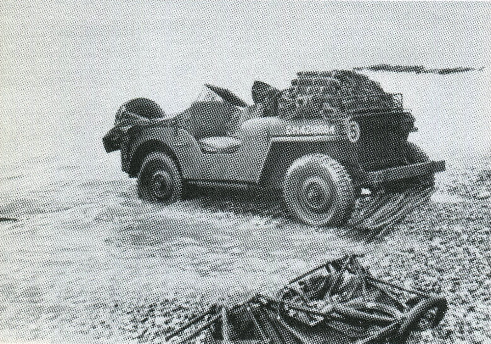 ‘Blitz Buggy' jeep loaded with high explosives for the sappers to breach the Dieppe wall. Most of the engineers were killed or wounded before they got to that point.  Note the chespaling under the wheels. (Dieppe: Tragedy to Triumph, BGen Denis Whitaker)
