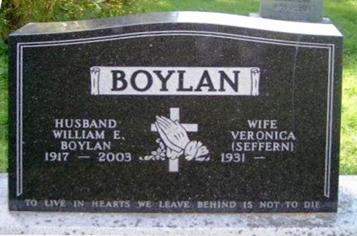 Spr William Earle Clement “Bill” Boylan (Ret’d) Headstone in St. Patrick’s Cemetery in New Ross, NS