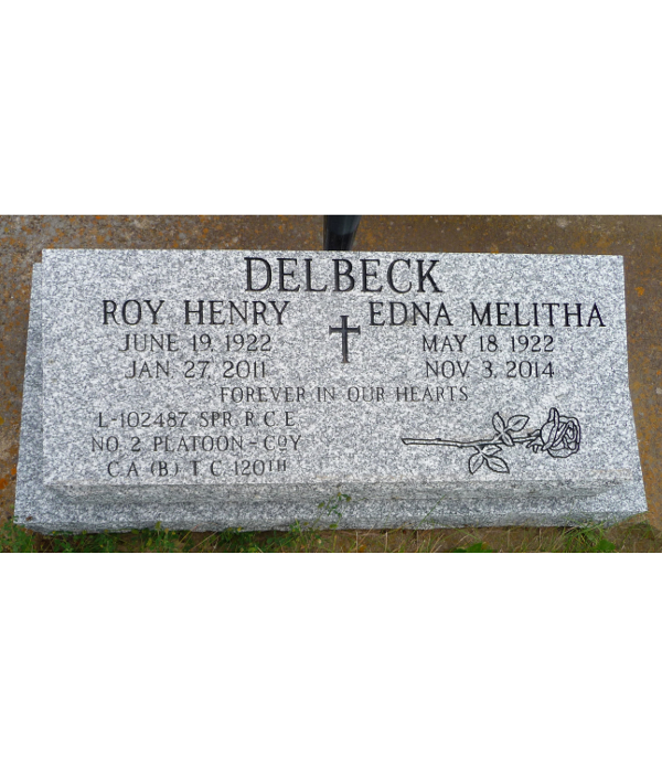 Roy Delbeck's Gravestone in the Veterans' Section, Rosedale Cemetery, Moose Jaw, SK