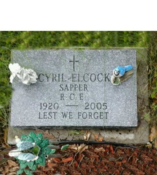 Cy Elcock' s grave marker in the Little Britain United Church Cemetery in Lockport MB