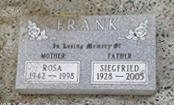 Siegfried Frank's marker in the Chilliwack Cemetery