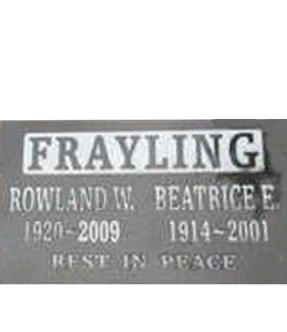 Roland William Frayling's Gravemarker, St Andrew's Anglican Churchyard, Kelowna, BC