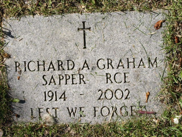Gravemarker of Spr Richard Alfred Graham (Ret'd) in Lakeview Cemetery in Penticton