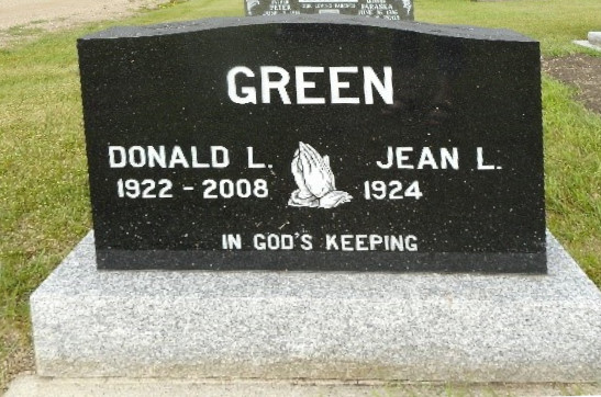 Spr Donald Levi Green (Ret'd) headstone Mount Pleasant Cemetery in Melfort, SK