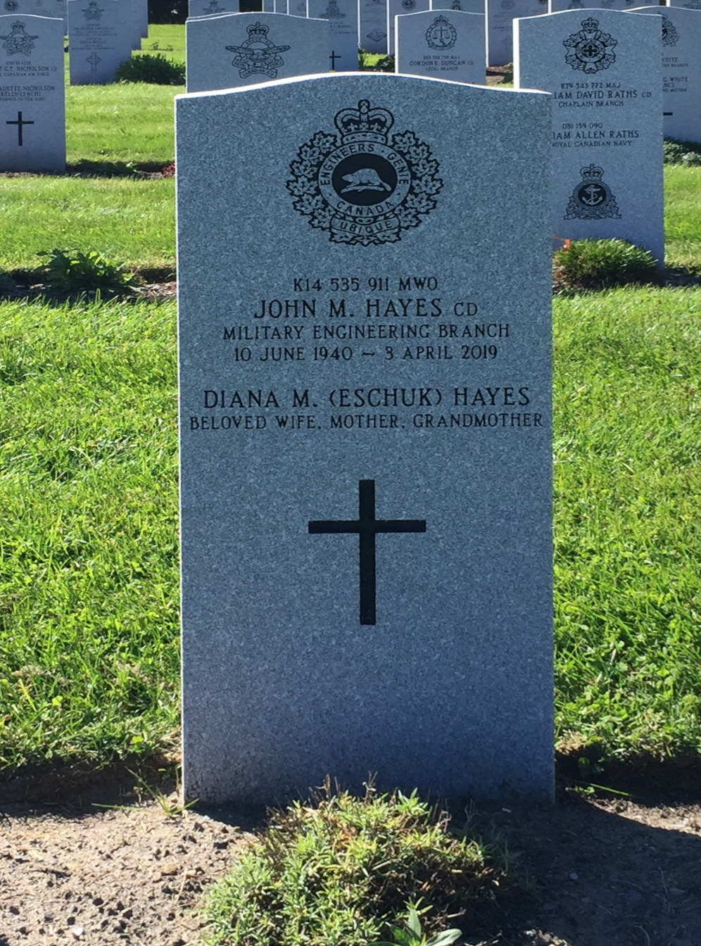 MWO John “Jack” Hayes, CD (Ret’d)'s gravestone at Beechwood