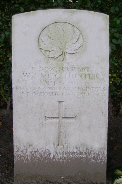 Sgt William JM Hunter's Grave Marker Schoonselhof Cemetery, Antwerp