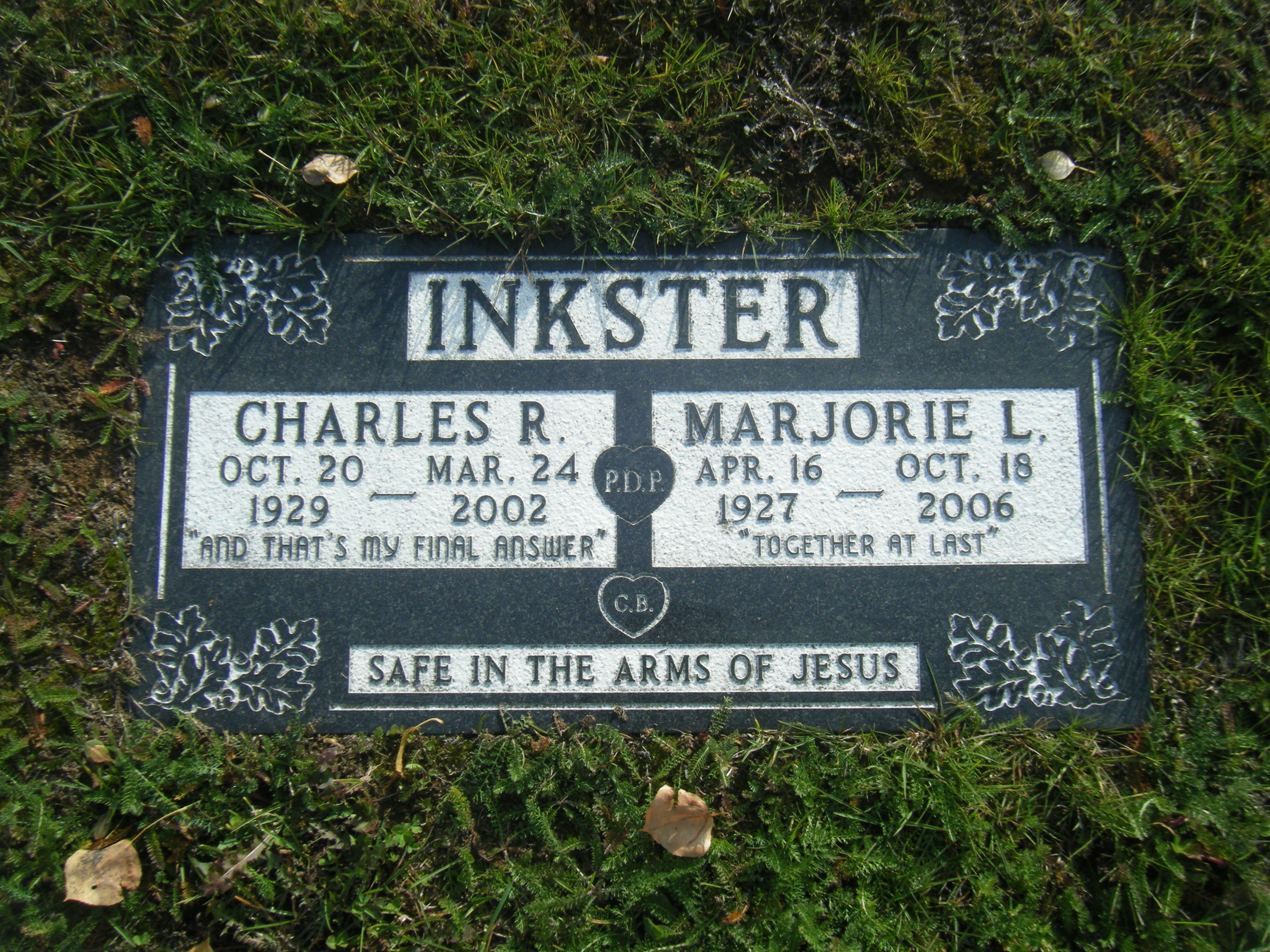 Sgt Inkster's Gravemarker in the Terrace Municipal Cemetery