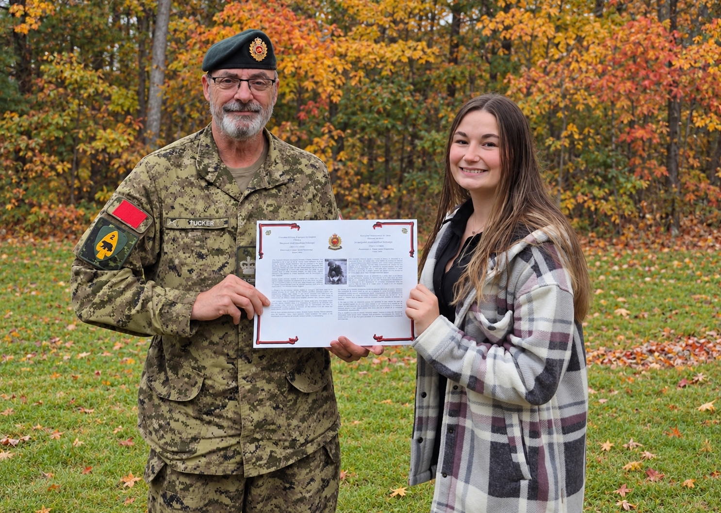 Abigail Gilbert-Zapotichny receives the CMEA Bursary from MWO Tucker