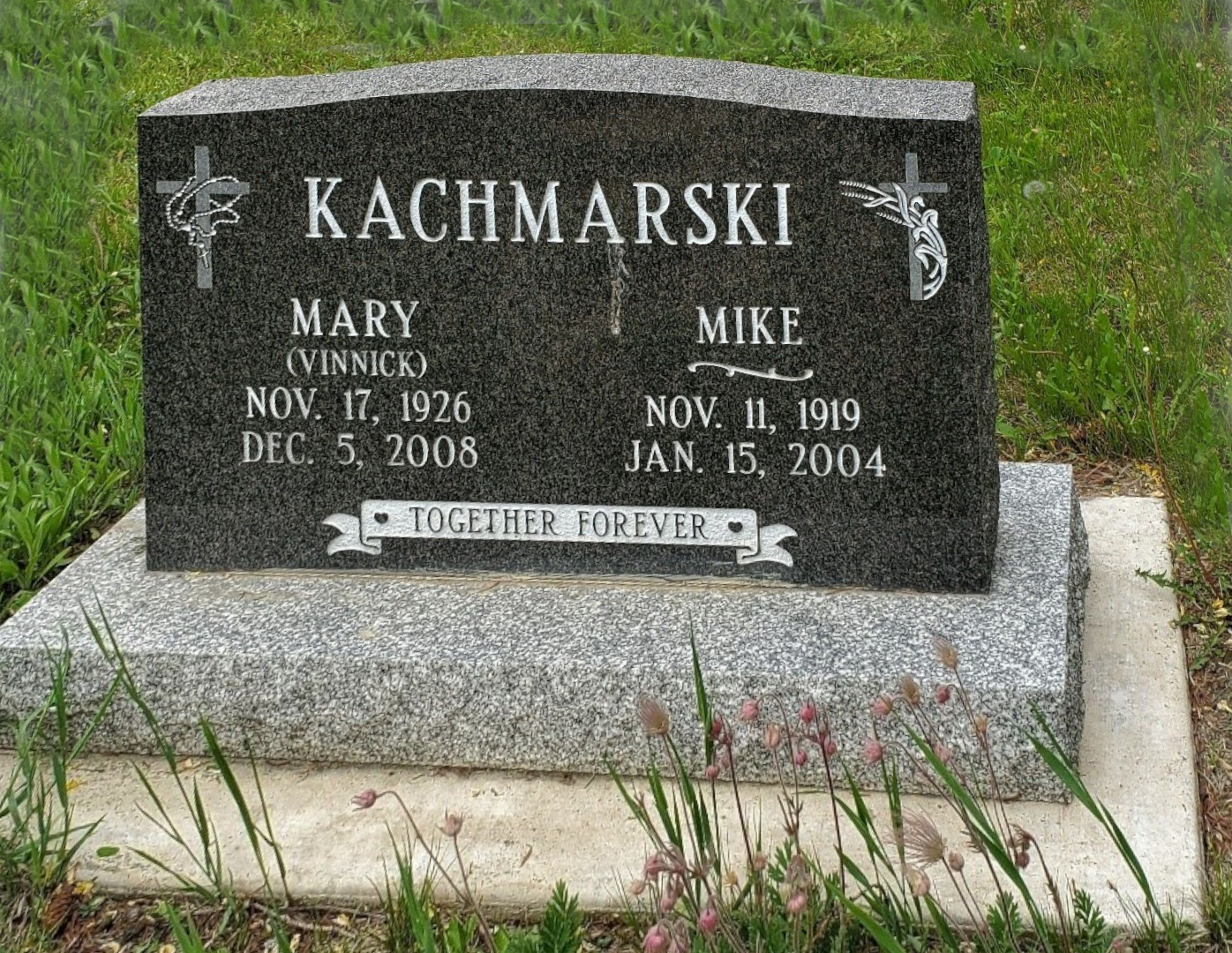 Michael Kachmarki's headstone in Saint Solange Cemetery, North Battleford, SK
