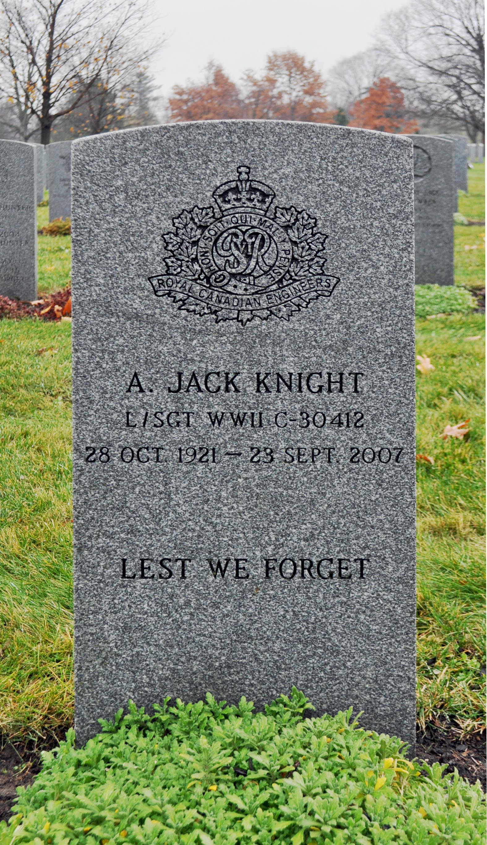 L/Sgt Jack "A.J." Knight National Military Cemetery at Beechwood, Ottawa