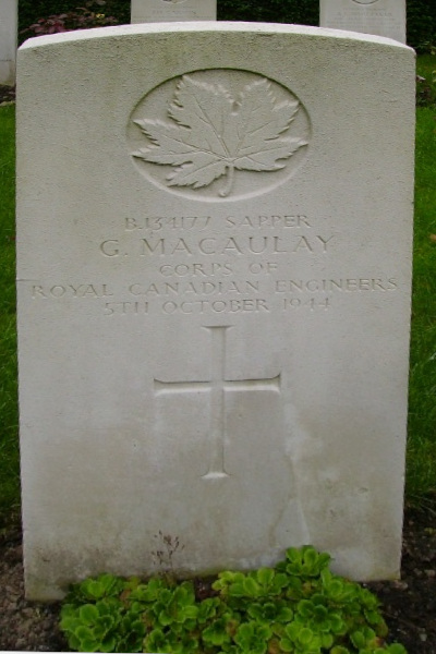 Spr Gordon Macaulay's Grave Marker in Schoonselhof Cemetery, Antwerp, Belgium