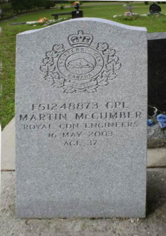 Corporal Martin James William McCumber, CD Gravestone