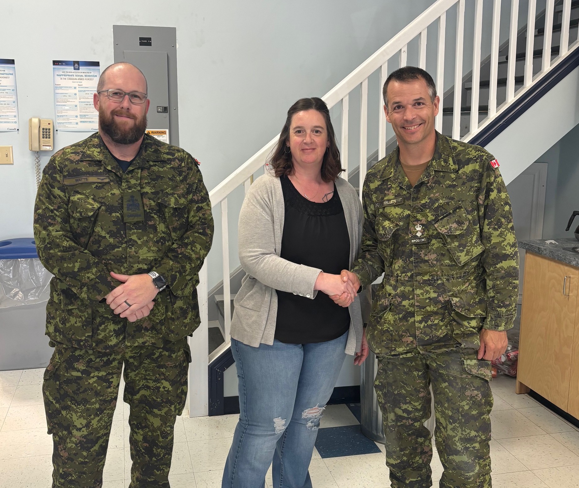 RPOU(W) RSM, CWO Eric Barney, RPOU (W) Wx (Production/Works Control) Monia DeLafontaine, RPOU(W) CO, LCol Johnathan Hallett Photo supplied by RPOU (W) Wainwright