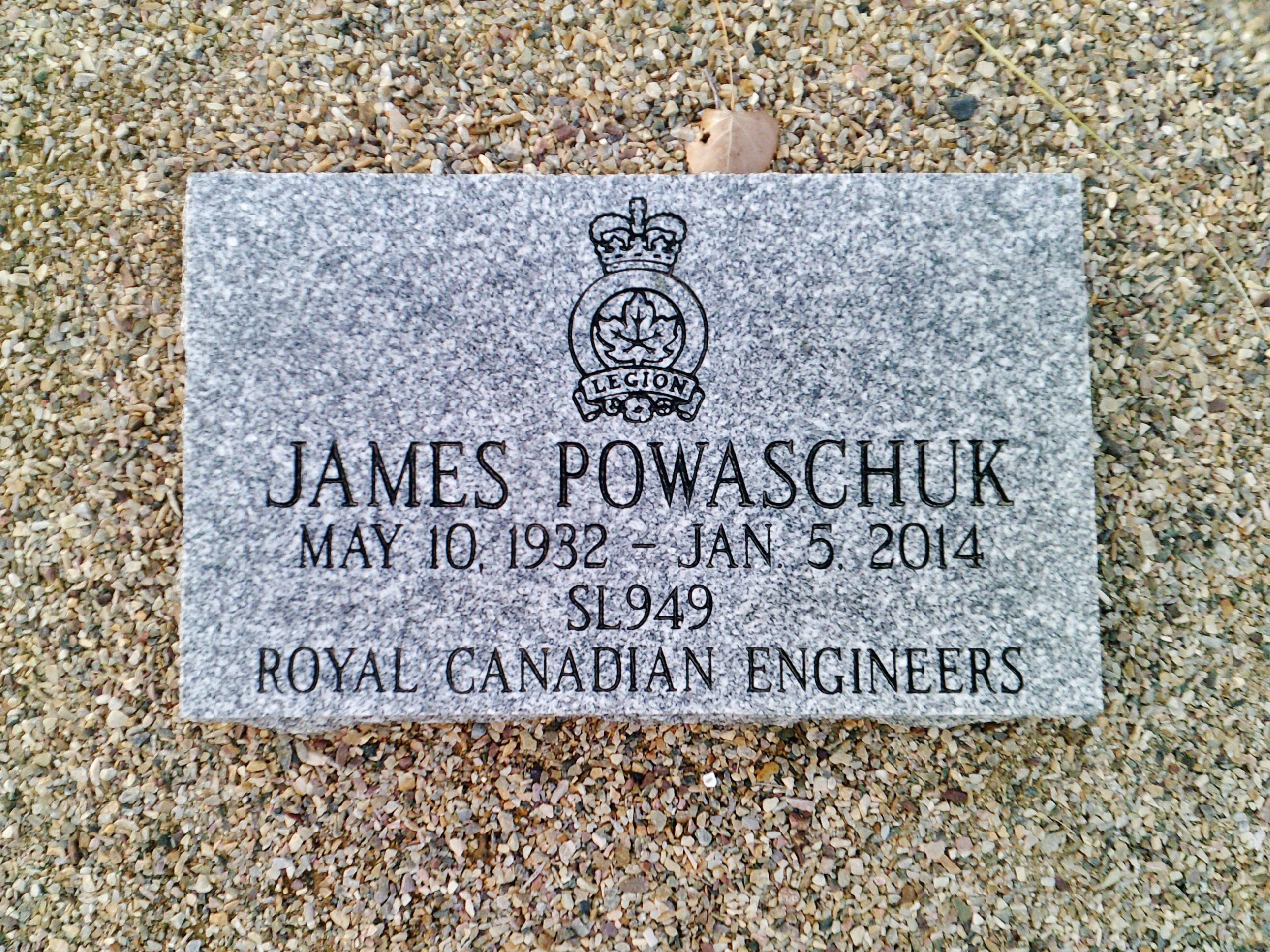 Spr James Powaschuk's Gravemarker in Mount Pleasant Cemetery in Swift Current