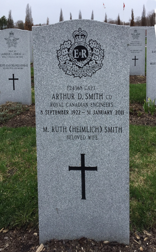Captain Arthur Dewolf Smith, CD (Ret’d) Headstone at Beechwood Cemewtery, Ottawa, ON
