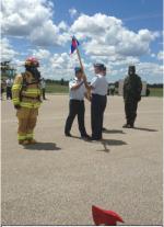 CFFCA Change of Command-note the unique parade marker in the bottom of the picture. // Passation de commandement de l'EPDCFC. Prenez note du marqueur de rassemblement particulier dans le bas de la photo.