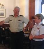Ch Mil Engr MGen CT Whitecross and CWO Keith Jones at his retirement. // L'ingénieure militaire en chef, le Mgén CT Whitecross, et l'Adjuc Keith Jones à sa retraite.