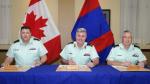 (from left to right)  CWO R.G. Swift, CD (Incoming CME Branch CWO), BGen K.D. McQuillan, OMM, CD (CAF Chief Military Engineer) and  CWO K.A. Patterson, MMM, CD (Outgoing CME Branch CWO) signing the Branch CWO change of appointment certificate//(de gauche à droite)  Adjuc R.G. Swift, CD (Adjuc du GMC entrant), Bgén K.D. McQuillan, OMM, CD (Ingénieur militaire en chef des FAC) et l’Adjuc K..A. Patterson, MMM, CD (Adjuc du GMC sortant) signant officiellement  le parchemin de passation des fonctions de l’Adjuc 
