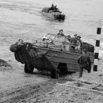 1st Cdn Div used 100 DUKWs on Op HUSKY. This one is working on the Rhine Crossing in 1945