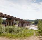 The Bailey Bridge on the Liard Highway across the Fort Nelson River in BC is believed to have been the longest such bridge in Canada when constructed in 1984 at 1,410 feet. It was replaced by a permanent superstructure in 2016.