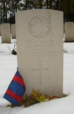Headstone Sgt J. L. Hickman at the  Adegem Canadian War Cemetery in Belgium