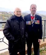 85-year old Gino Farnetti-Bragaglia with Colonel Tony Battista (Ret'd) in the town of Torrice overlooking the Liri Valley.