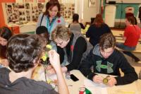 Shirley O’Connell assisted by a group of ‘Assisting Angels’ at an Ottawa school Workshop