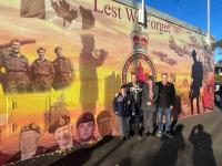 Legion President Tammy Paglia with the Collier family in front of the Legion's new mural which honours local veterans including Sapper Brian Collier.Rob Paul/BradfordToday