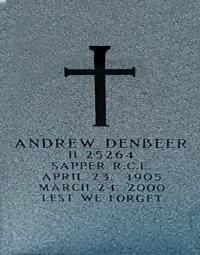Andrew's Headstone in the Military Section at Brookside Cemetery in Winnipeg.  