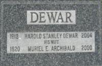Harold Stanley Dewar's Headstone in Truro, NS