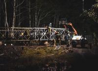 Members of 39 Combat Engineer Regiment construct a permanent ACROW bridge for Canadian Forces Detachment Masset, in Masset British Columbia. 24 September 2021. Photo: Private Daniel Pereira, 39 CBG Public Affairs