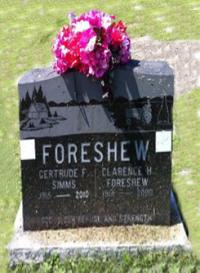 Clarence Howard Foreshew Gravestone Port and Loring Cemetery, Port Parry, ON