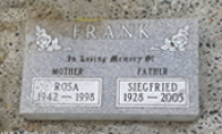 Siegfried Frank's marker in the Chilliwack Cemetery