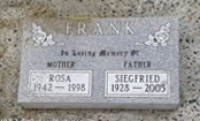 Siegfried Frank's marker in the Chilliwack Cemetery