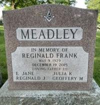Lt Reg Meadley's tombstone in the at St. Andrew's - St. James' Cemetery, Orillia, ON