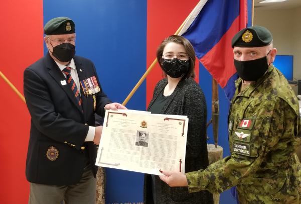 Left to Right: BGen Tony Stack (Ret'd), Ashley Granter, CWO Doug Payne