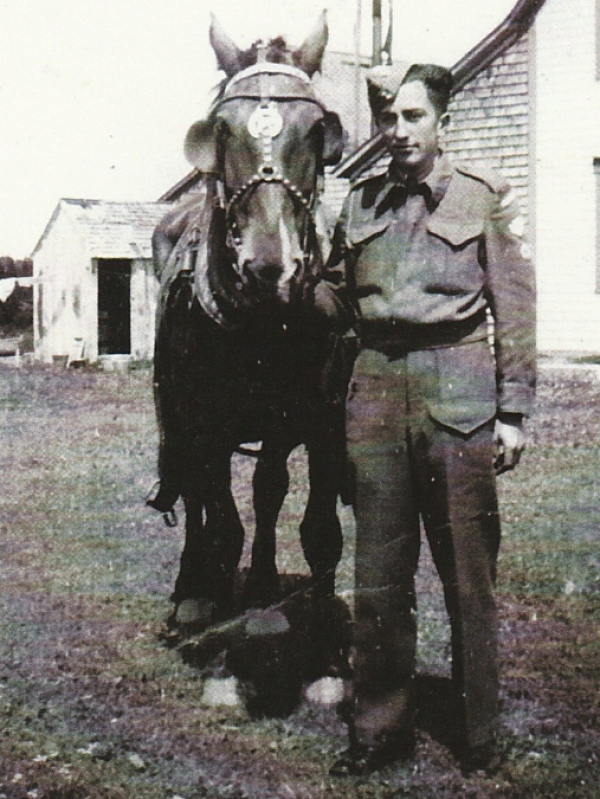 Spr Leslie Joseph Roherty at home on leave in 1941 or '42