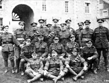 Non-commissioned officers of the 6th Field company, Canadian Engineers, pose in Belgium four months after the Armistice. 6th Fd Coy dug tunnels at Vimy Ridge, patched up roads near Amiens and defused mines after the war. 