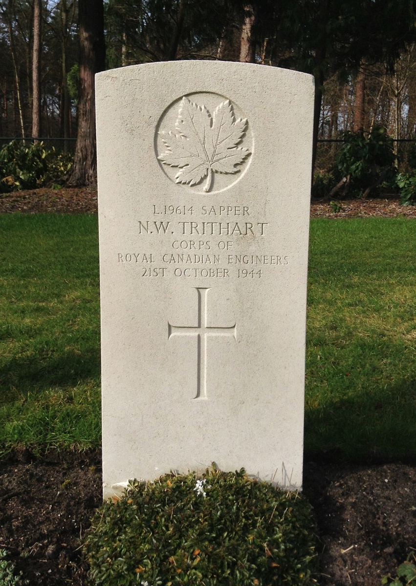 Spr Norman Walter Trithart's Gravestone in Bergen-Op-Zoom Canadian War Cemetery